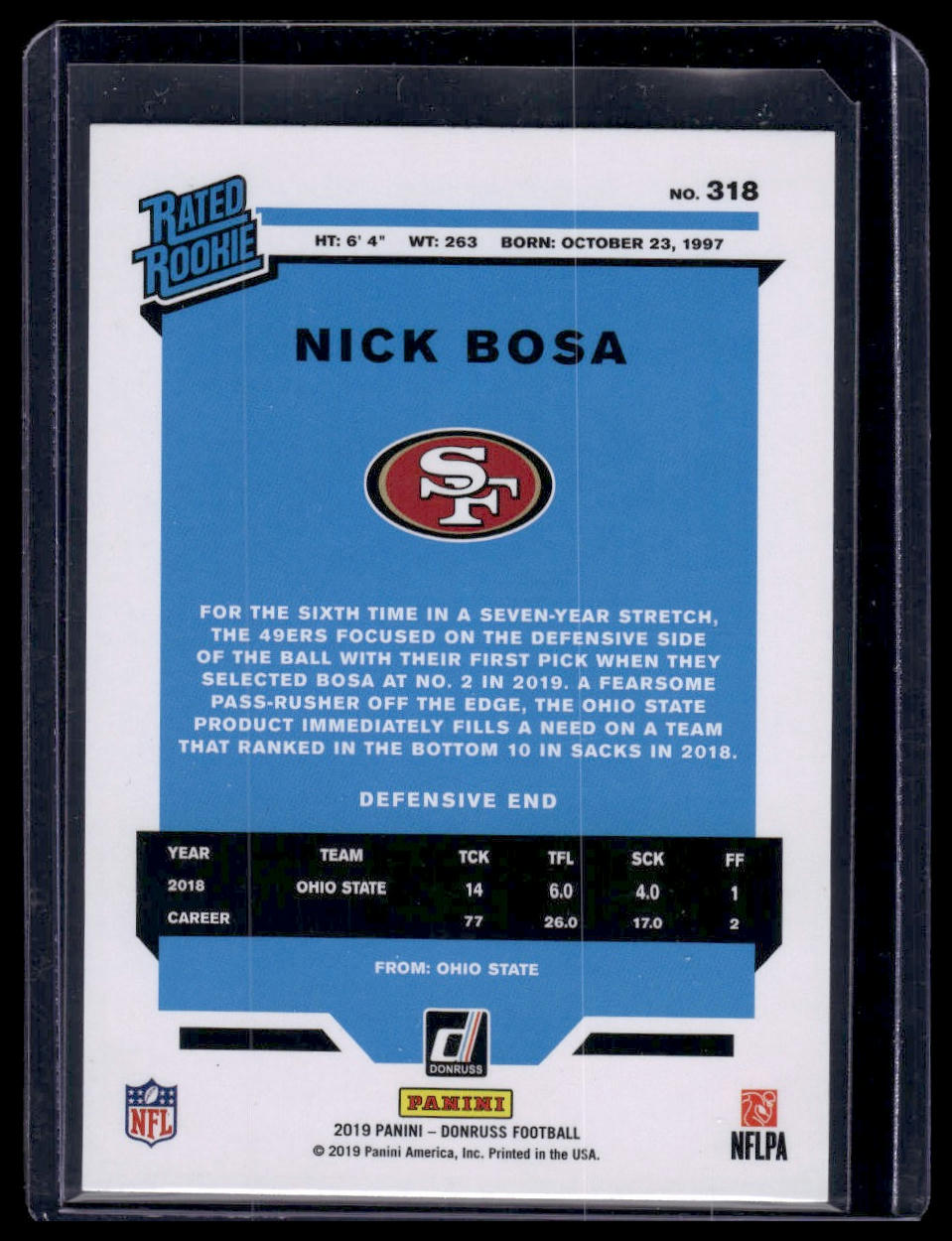 2019 Donruss #318 Nick Bosa