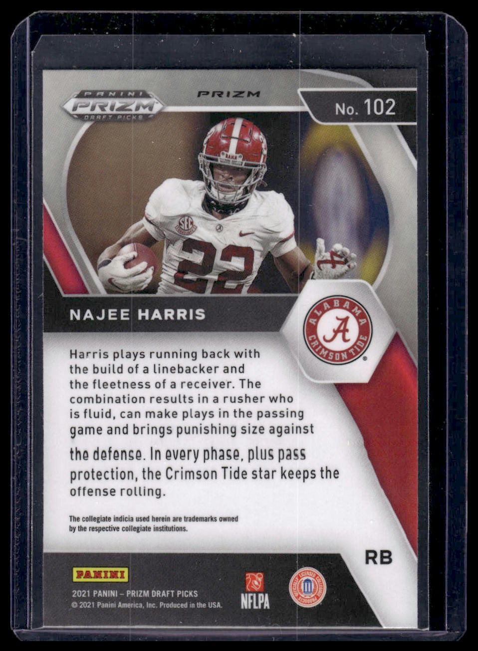 2021 Panini Prizm Draft Picks Collegiate #102 Najee Harris Red White and Blue