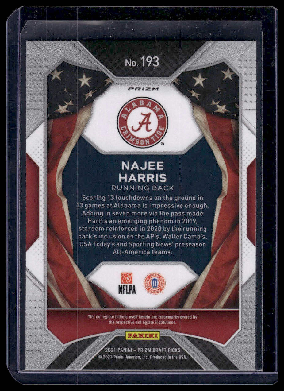 2021 Panini Prizm Draft Picks Collegiate #193 Najee Harris Red White and Blue