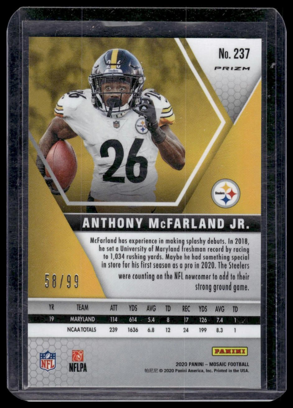2020 Panini Mosaic #237 Anthony McFarland Jr. Prizm Blue #/99