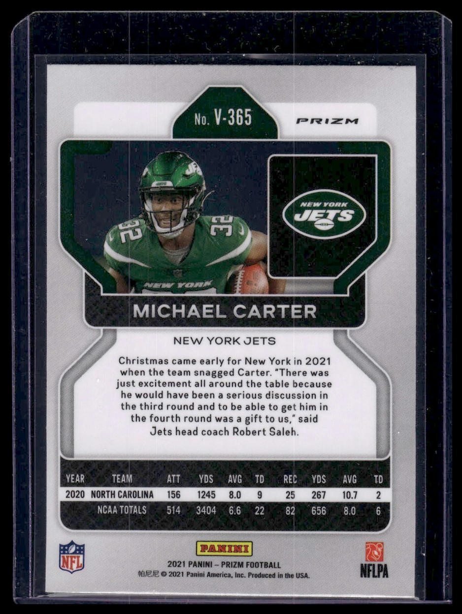 2021 Panini Prizm #V-365 Michael Carter Rookie Variations Prizm Silver