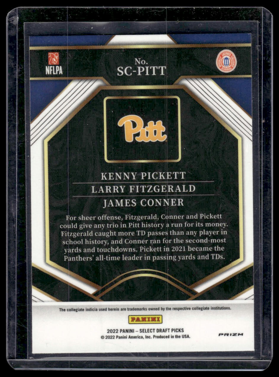 2022 Panini Select Draft Picks #SC-PITT Conner/Pickett/Fitzgerald Silver Prizm