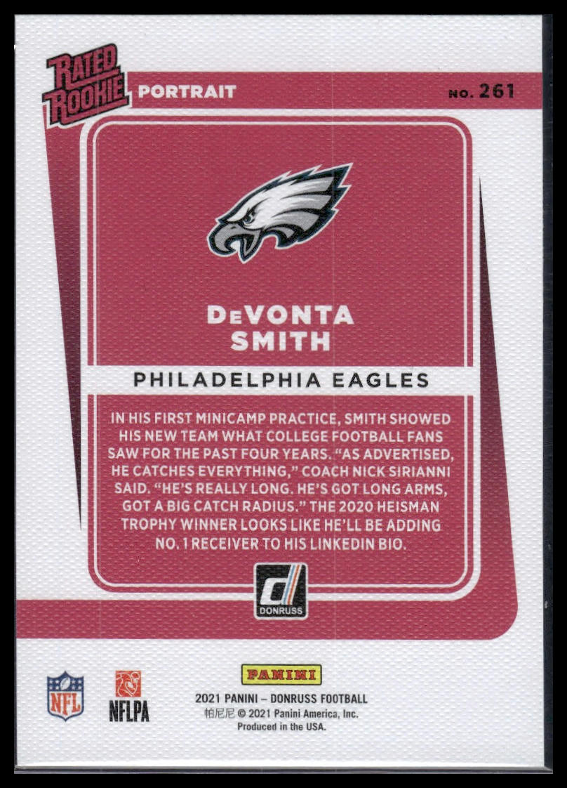 2021 Donruss #261 DeVonta Smith Rated Rookies Portrait