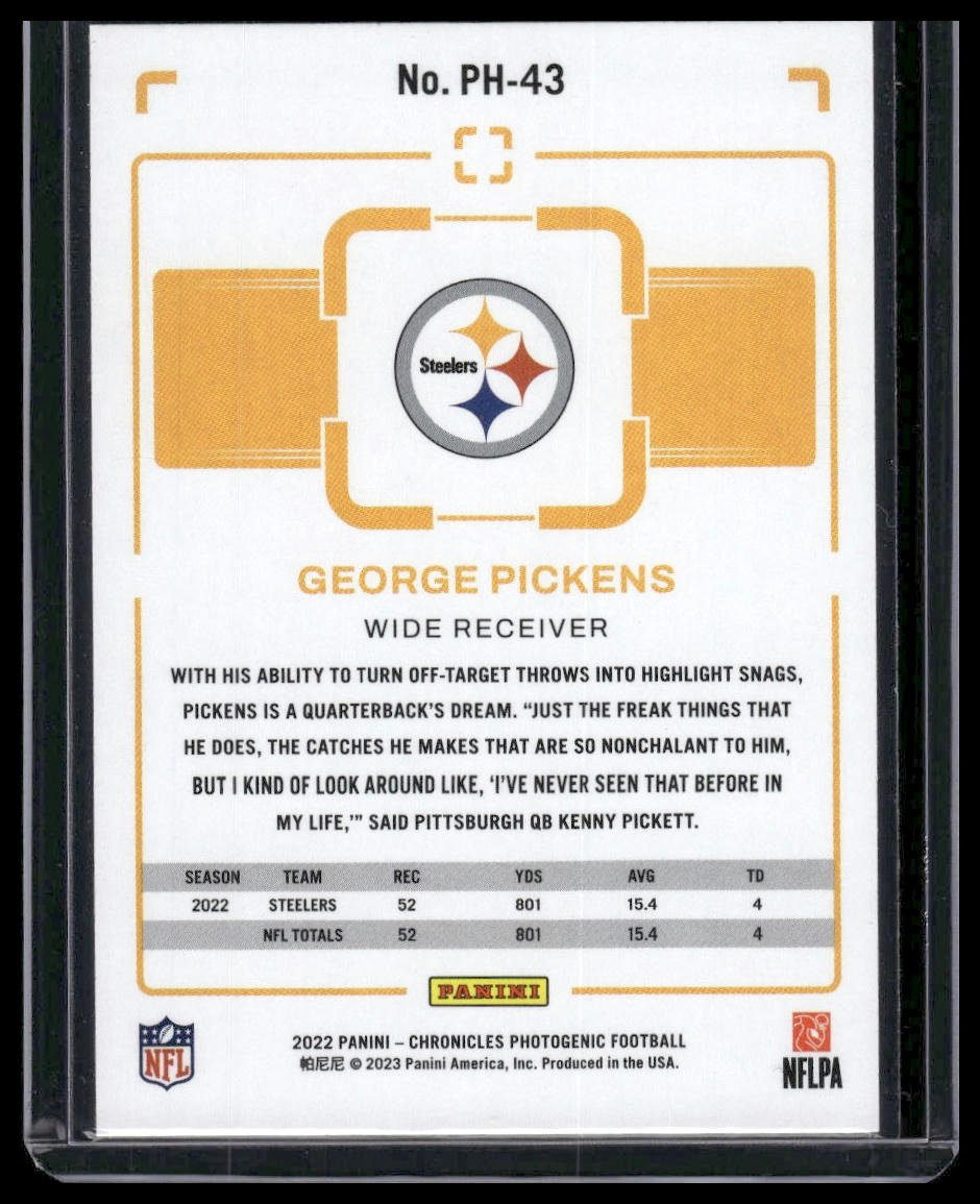 2022 Panini Chronicles #PH-43 George Pickens Photogenic