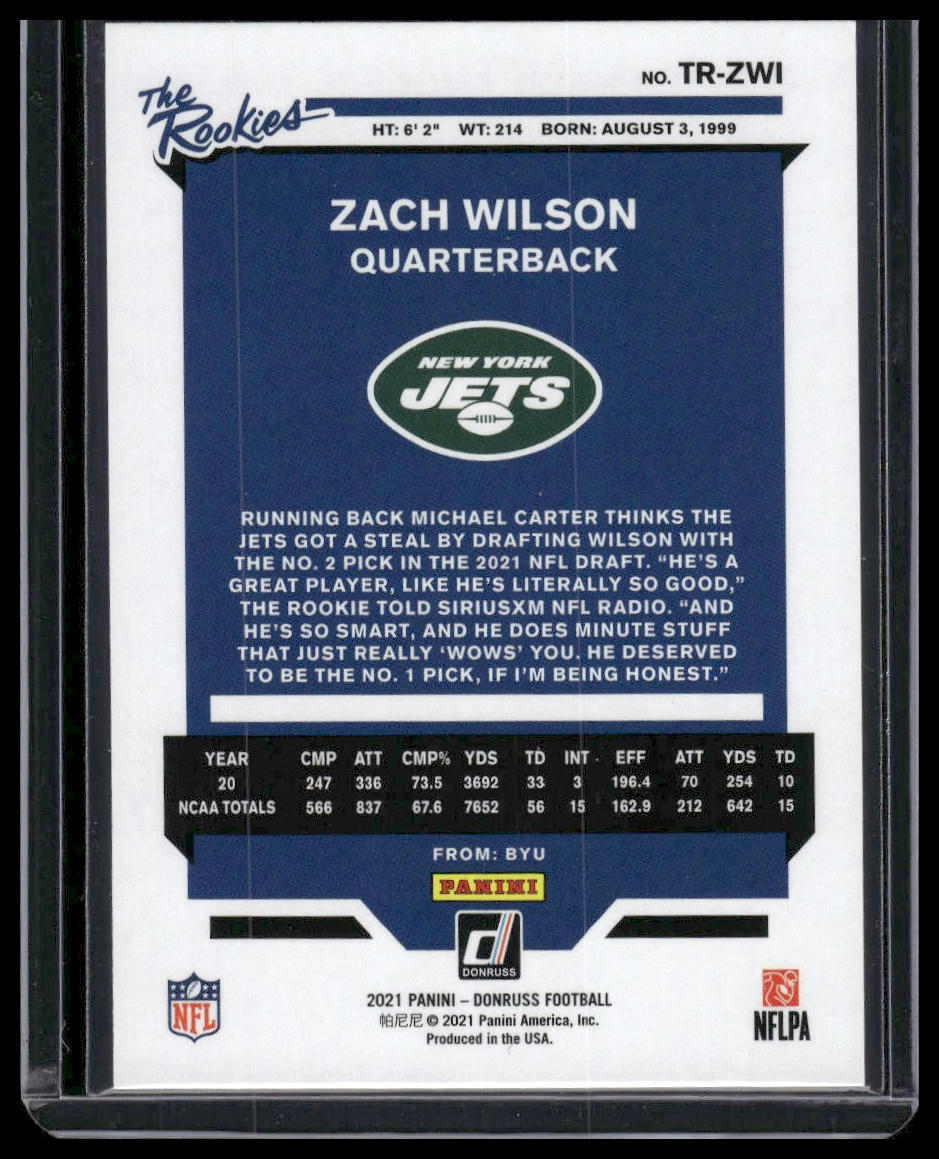 2021 Donruss #TR-ZWI Zach Wilson The Rookies