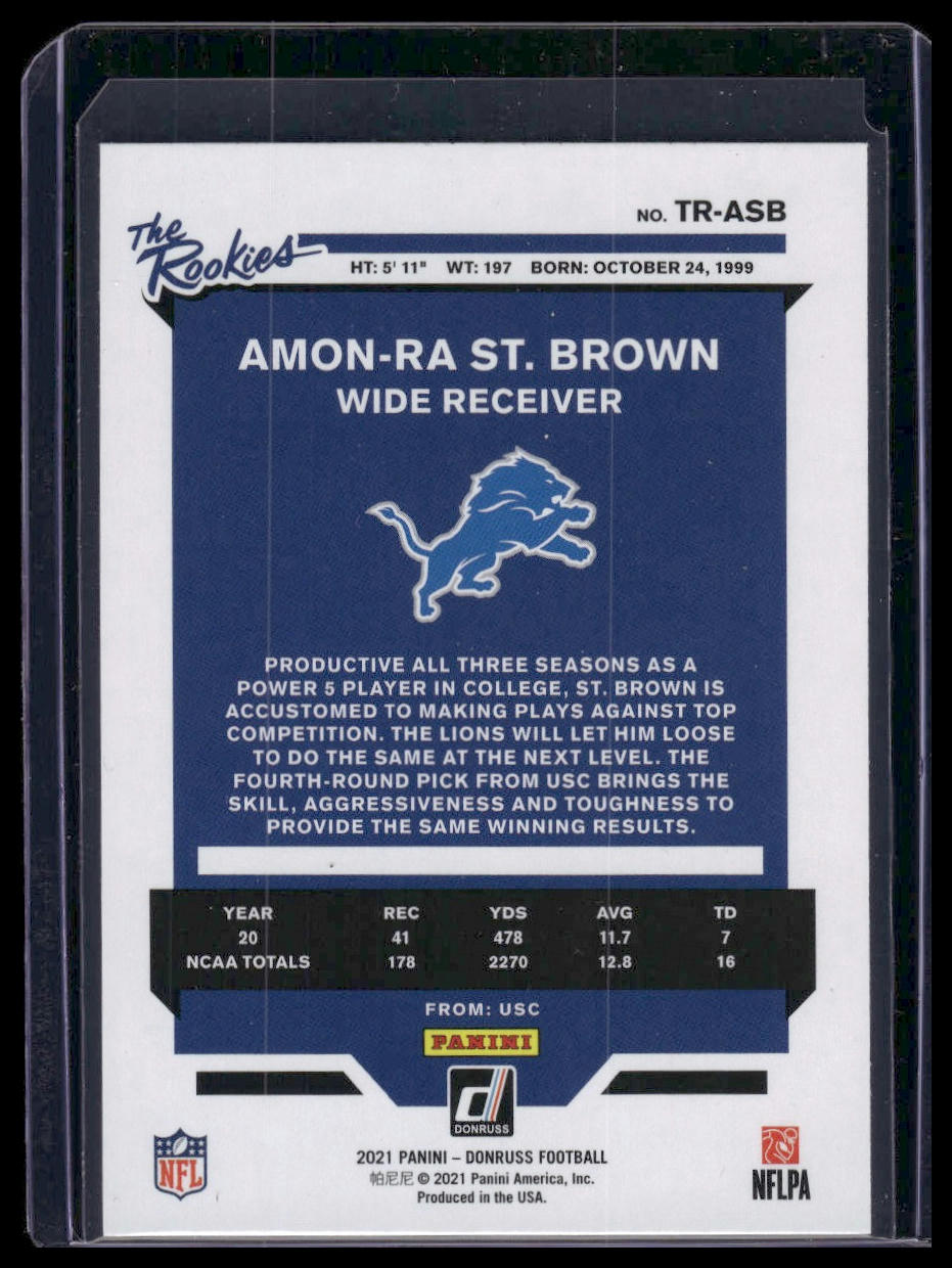 2021 Donruss #TR-ASB Amon-Ra St. Brown The Rookies