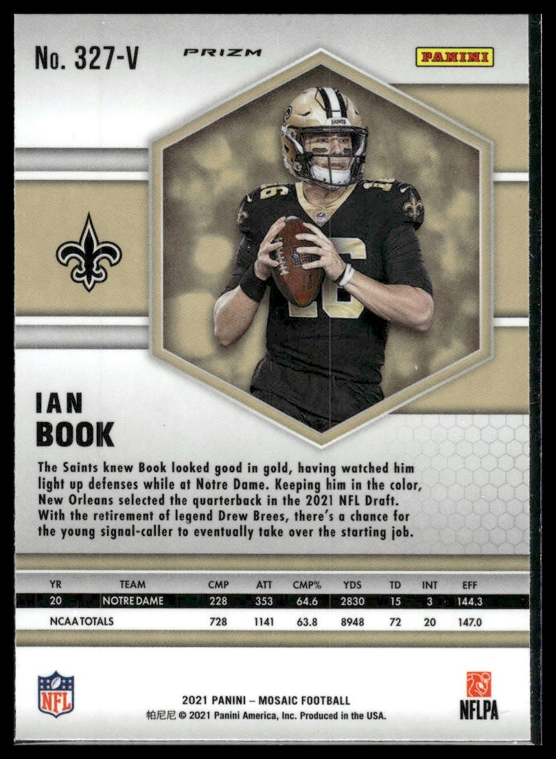 2021 Panini Mosaic #327-V Ian Book Rookie Variations Silver