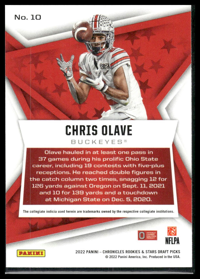 2022 Panini Chronicles Draft Picks #10 Chris Olave Rookies and Stars