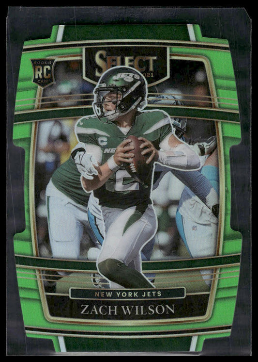 2021 Panini Select #44 Zach Wilson Neon Green Prizm Die Cut #/349