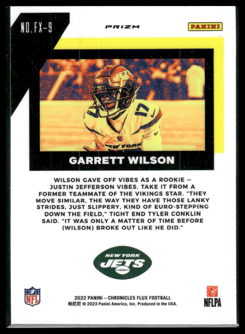 2022 Panini Chronicles #FX-9 Garrett Wilson Flux Rookies Silver