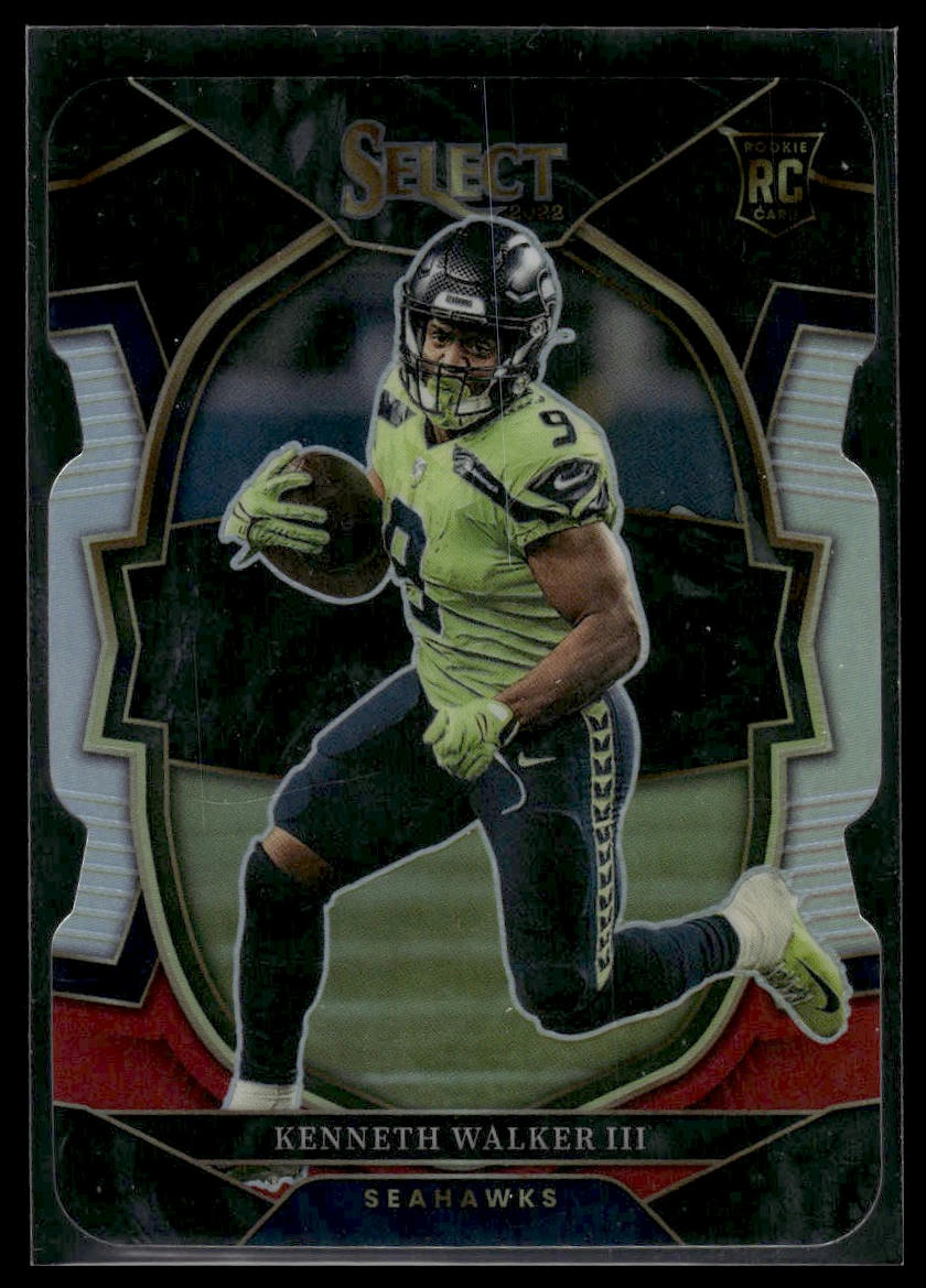 2022 Panini Select #2 Kenneth Walker III Black and Red Prizm Die Cut