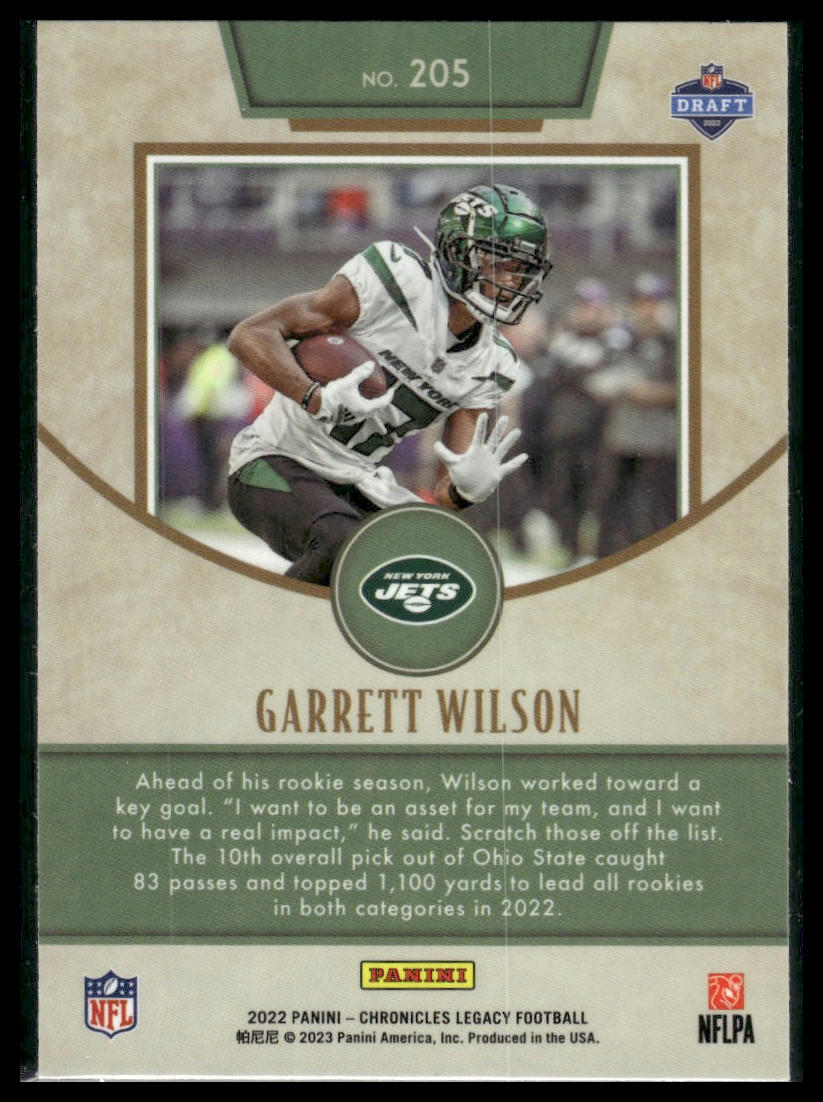 2022 Panini Chronicles #205 Garrett Wilson 2022 Panini Legacy Update