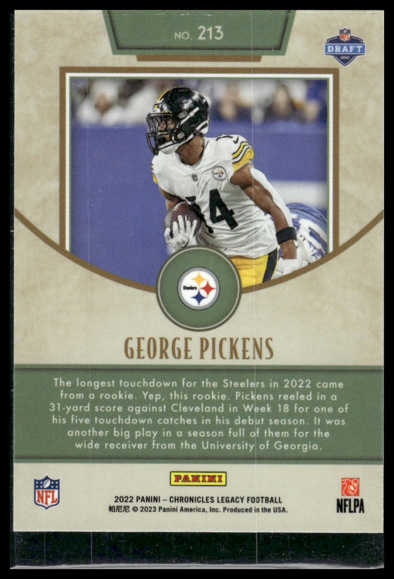 2022 Panini Chronicles #213 George Pickens 2022 Panini Legacy Update