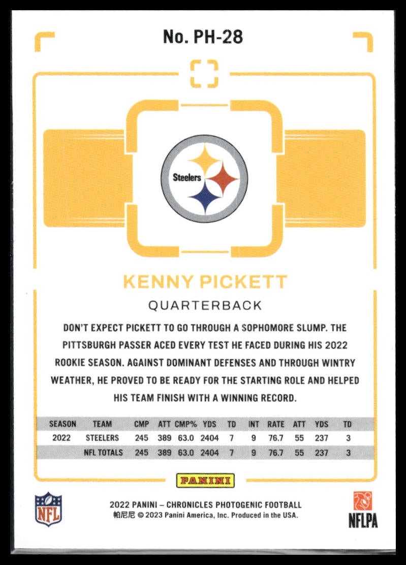 2022 Panini Chronicles #PH-28 Kenny Pickett Photogenic