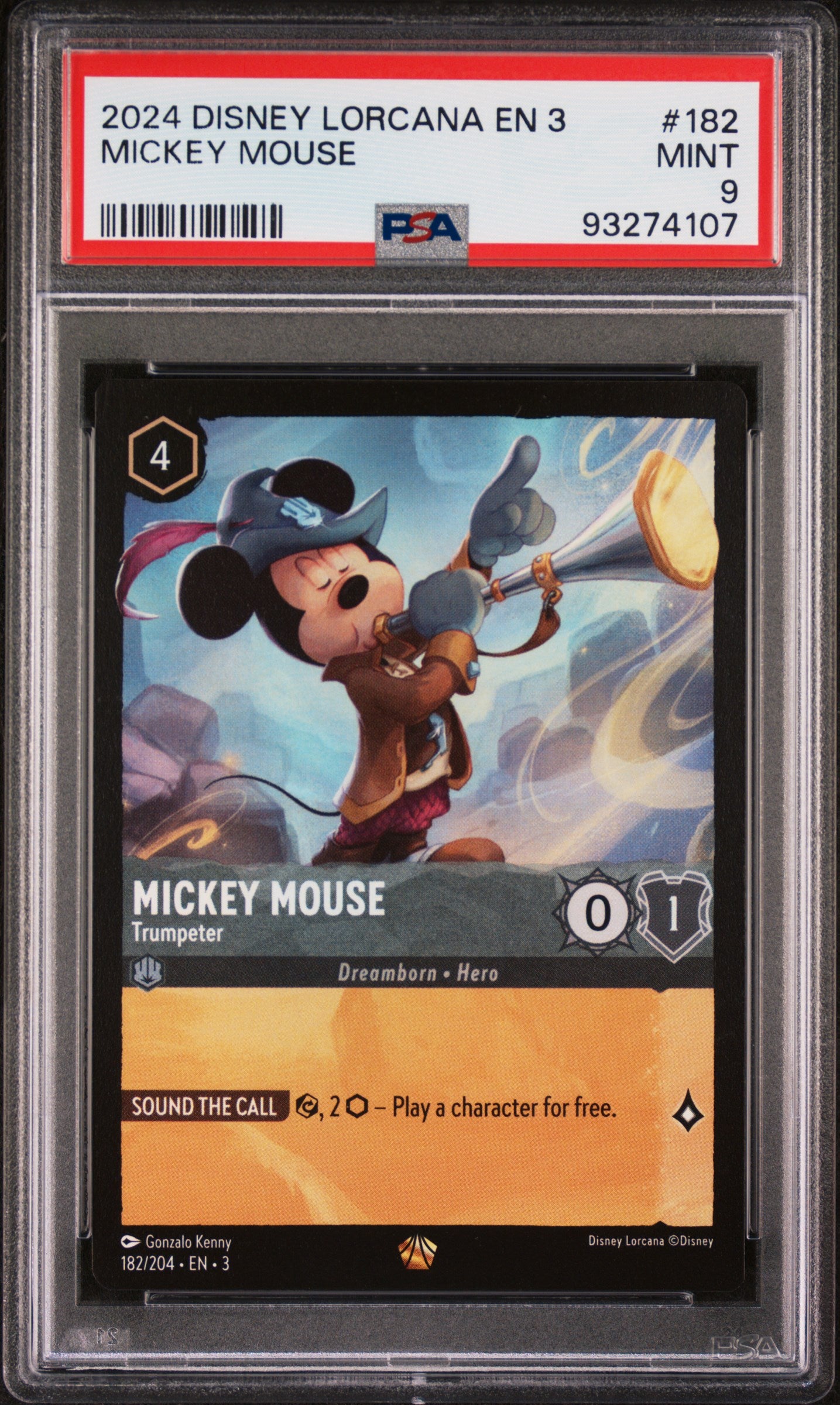 2024 Disney Lorcana En 3-Into The Inklands #182 Mickey Mouse PSA 9