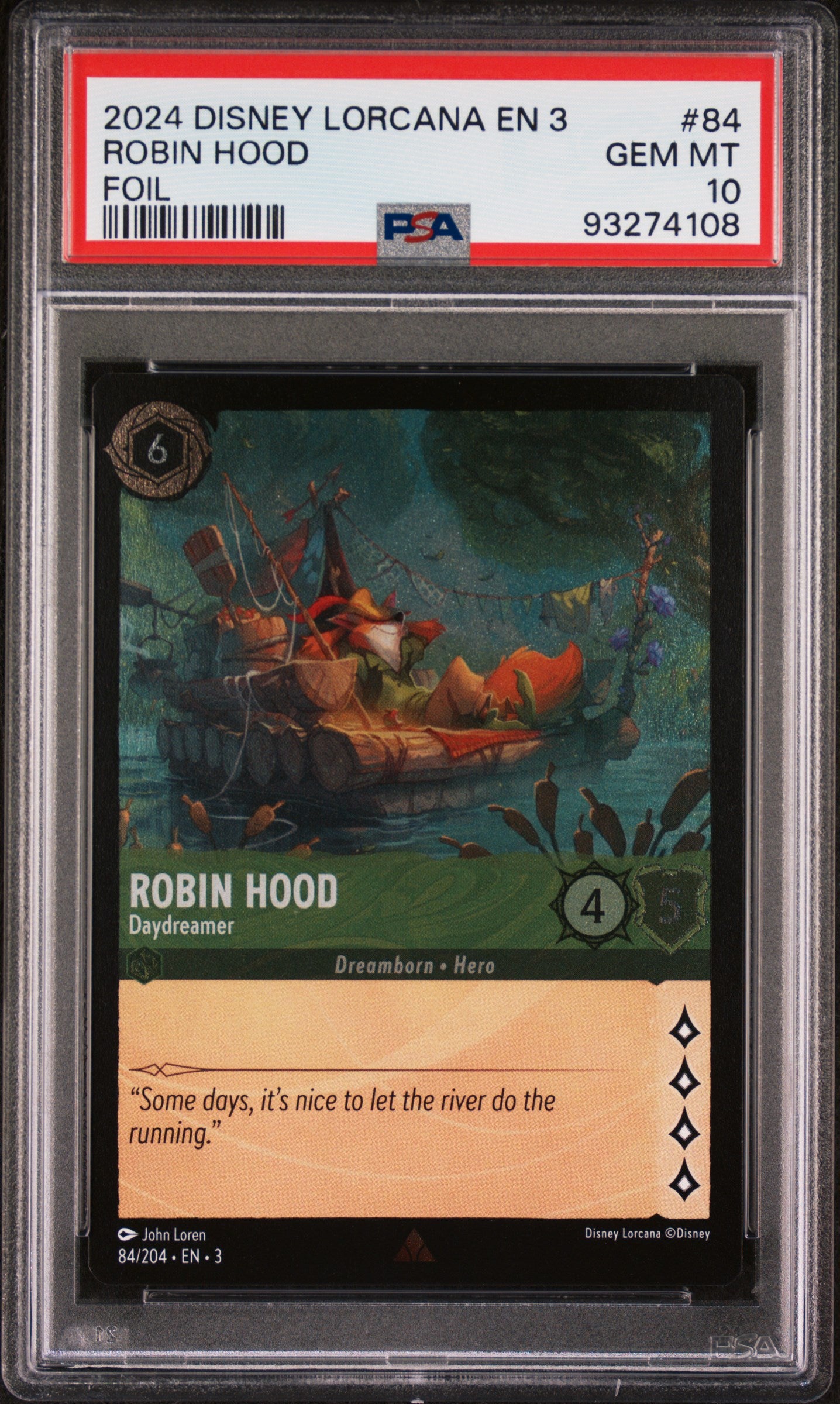 2024 Disney Lorcana En 3-Into The Inklands #84 Robin Hood Foil PSA 10