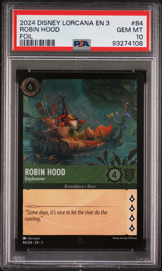 2024 Disney Lorcana En 3-Into The Inklands #84 Robin Hood Foil PSA 10