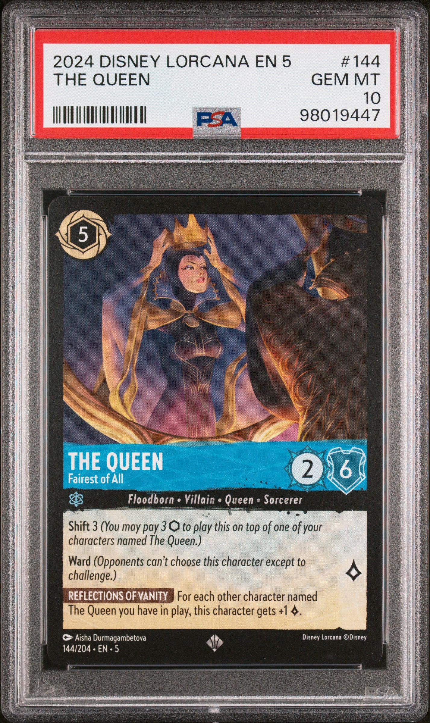2024 Disney Lorcana En 5-Shimmering Skies #144 The Queen PSA 10